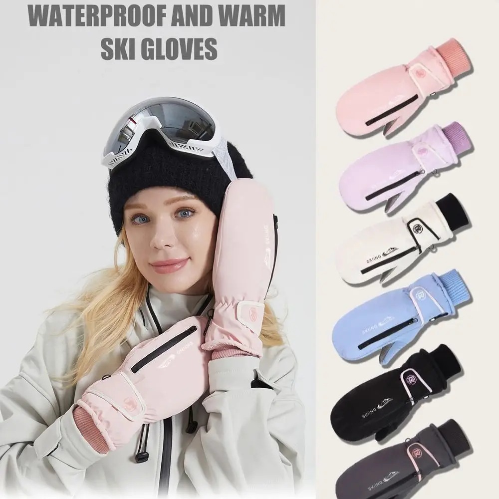 

Thermal Winter Skiing Gloves Thick Waterproof Snowmobile Mittens with Storage Layer Touch Screen Snowboarding Gloves Unisex
