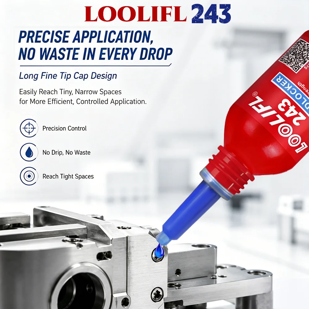 Loolifl243 Threadlocker Removable Thread Locker Anaerobic Glue Medium Strength Antloosesealant for Car Gearmachinery Maintenance