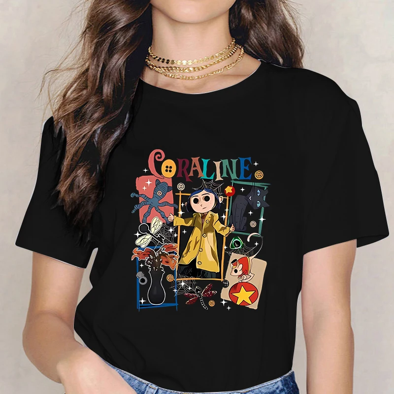 Mode film d'horreur T-shirt Coraline poupée rêves Y2k T-shirt femmes hommes Vintage gothique T-shirt Halloween graphique hauts vêtements
