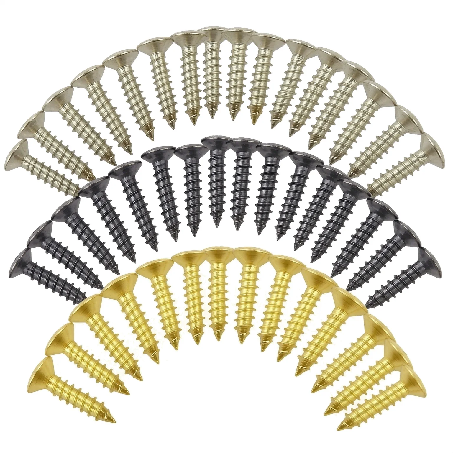 100Pcs Guitar Pickguard Screws, Cross Round Head Mounting Screws Gold/Silver/Black for Replacement Hardware TMZ