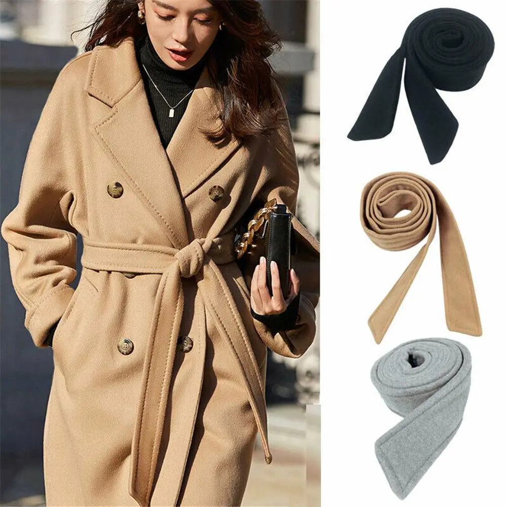 Sweater Classic Jacket Coat Belt Overcoat Waistband Faux Wool Woolen Sash