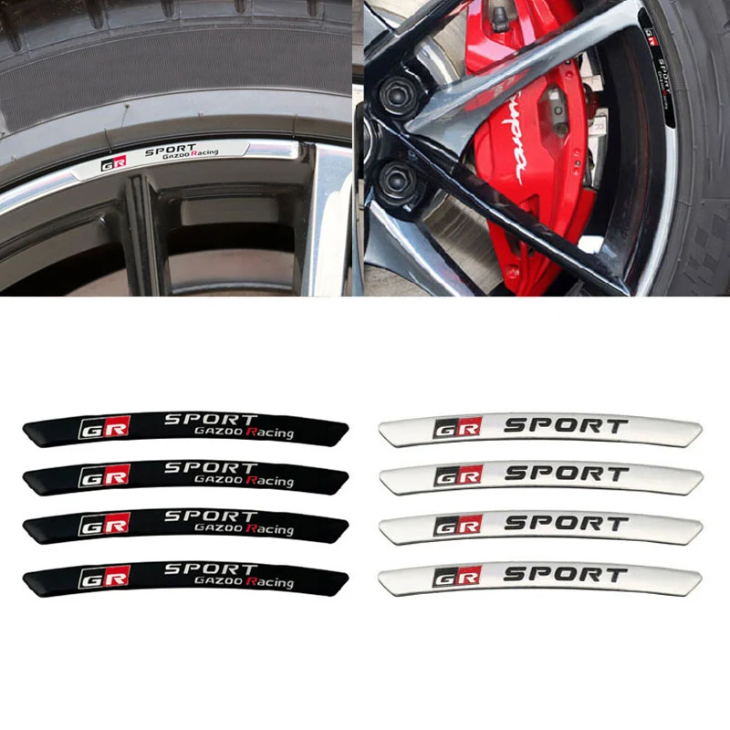 GR Sport Gazoo Racing Car Wheel Hub Sticker Rim Decal For Supra Corolla 86 Supra RAV4 Yaris CHR Prius Camry Avensis Accessories