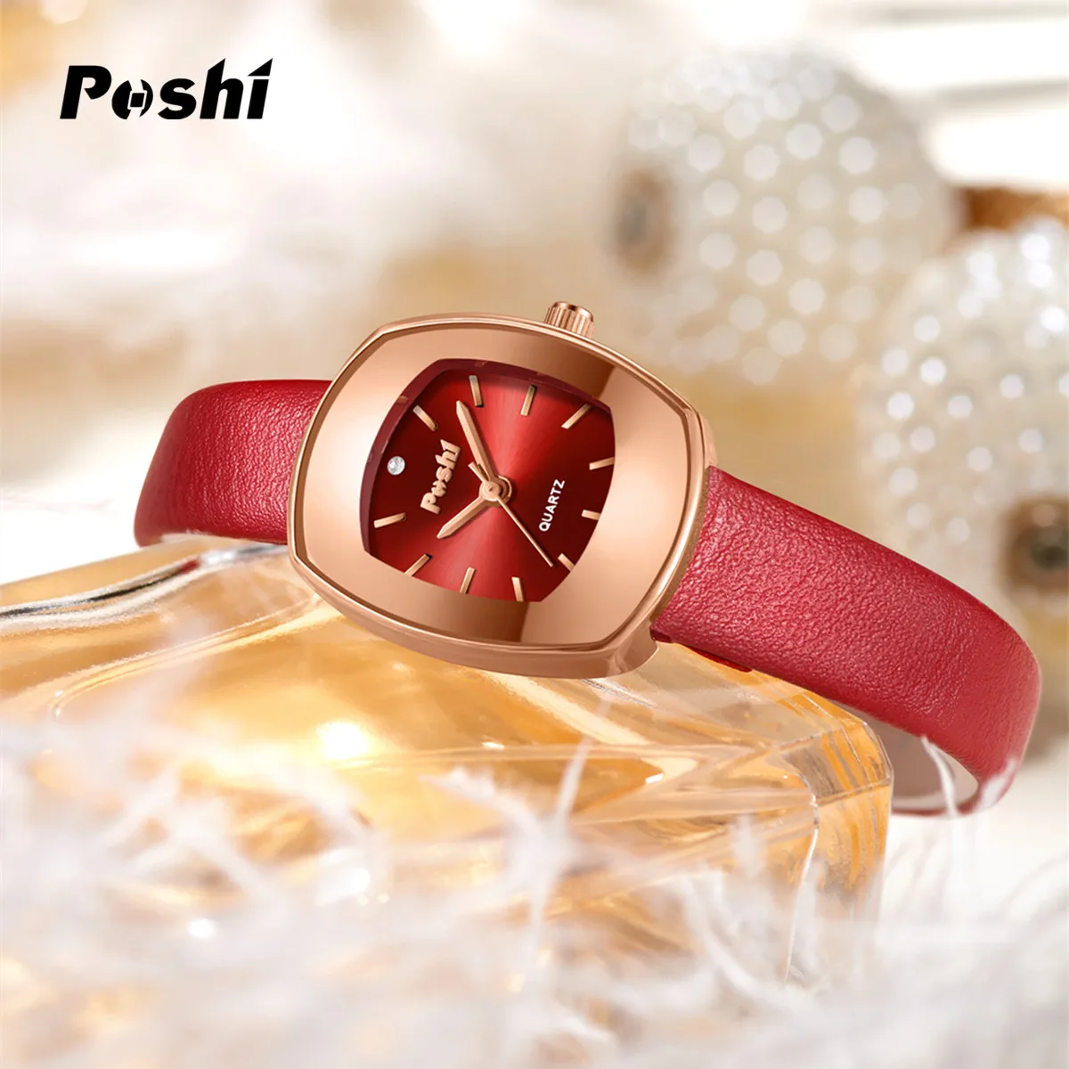 POSHI Original Quartz Watch for Women Fashion Casual Ladies Wristwatch Leather Strap Women\'s Watches Gift reloj para mujer