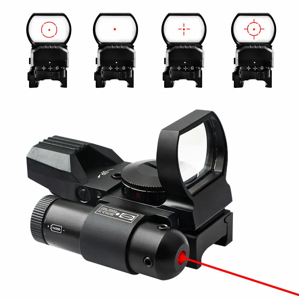 1X22X33 Reflex Sight with Integrated Green Laser Dot Sight Compatible with 20mm Picatinny/Waver Rail System