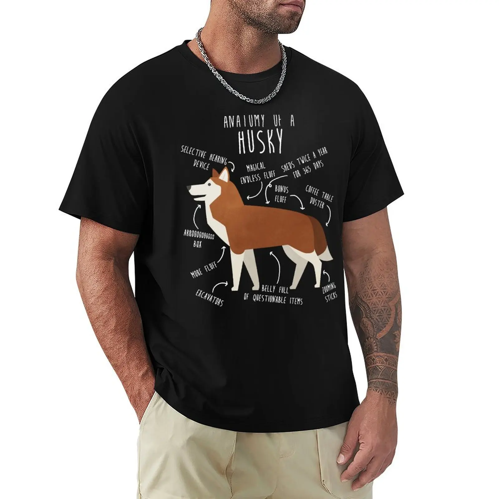 

Red Siberian Husky Dog Anatomy T-Shirt Performance Workout Short Sleeve Tee