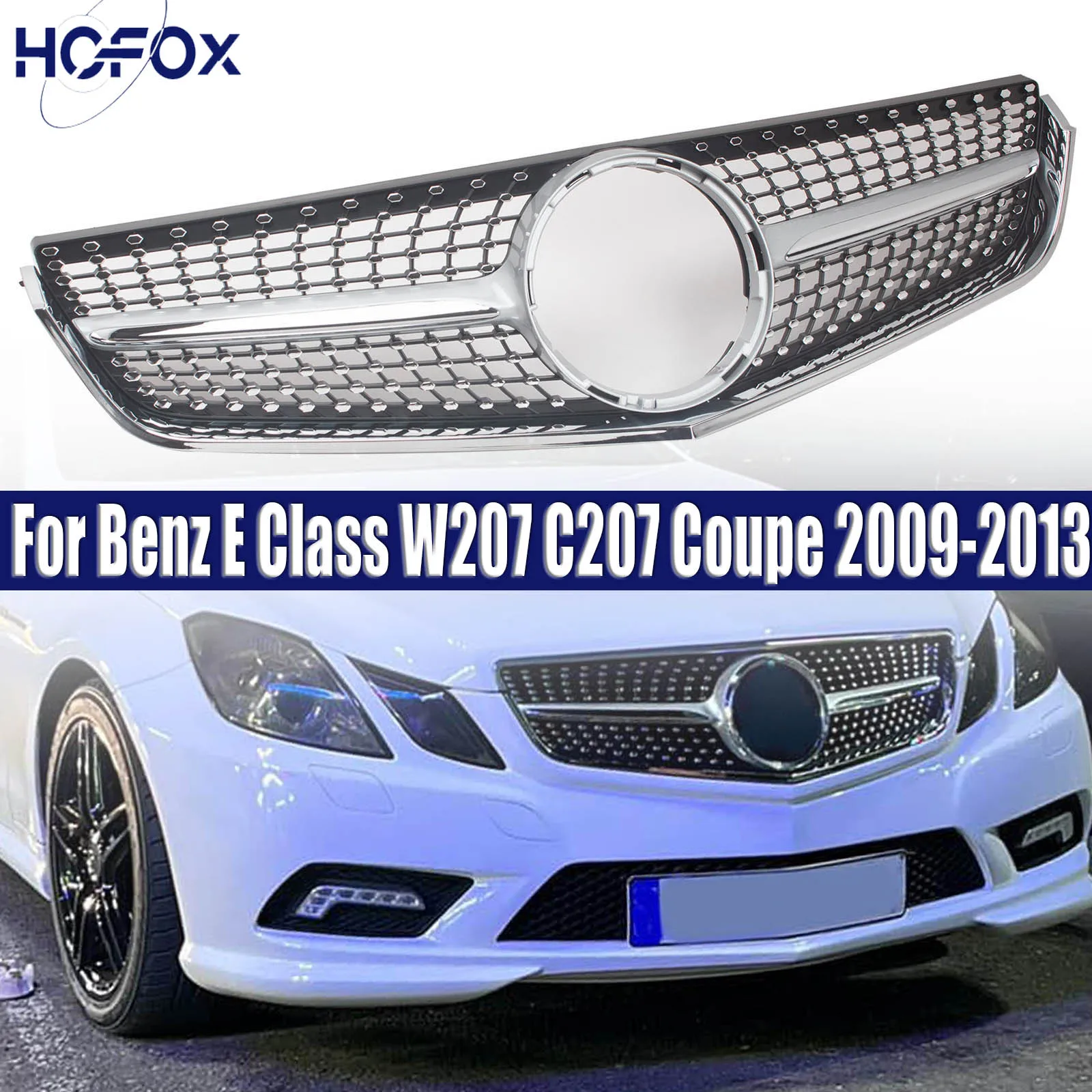 

Передняя решетка автомобиля с черным бриллиантом из АБС-пластика для Mercedes Benz E Class W207 C207 Coupe 2009-2013