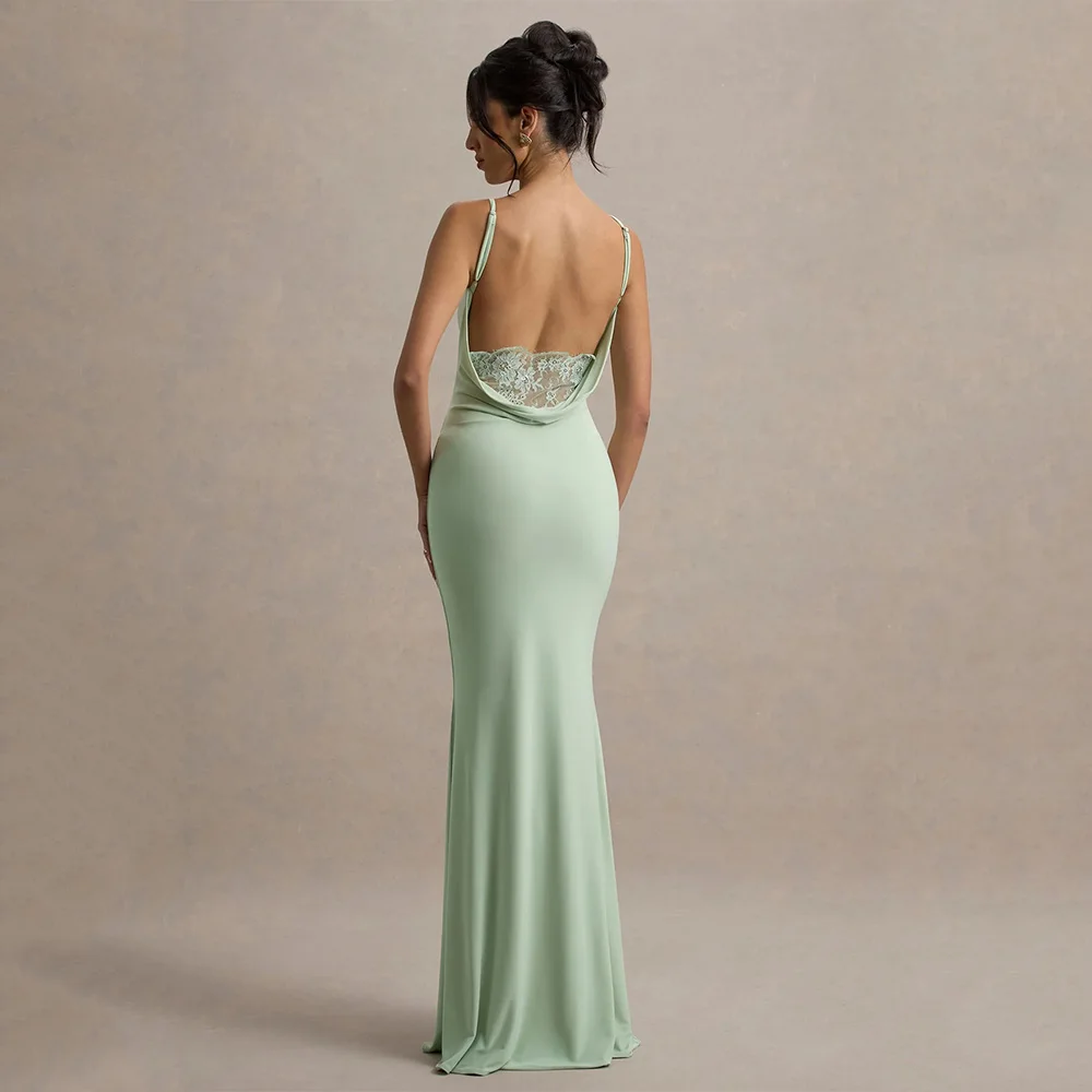 تخصيص مثير جيرسي الدانتيل رايات مستقيم السباغيتي حزام فساتين طويلة مخصص فساتين المناسبات مقاسات بسيطة المتاحة عارضة