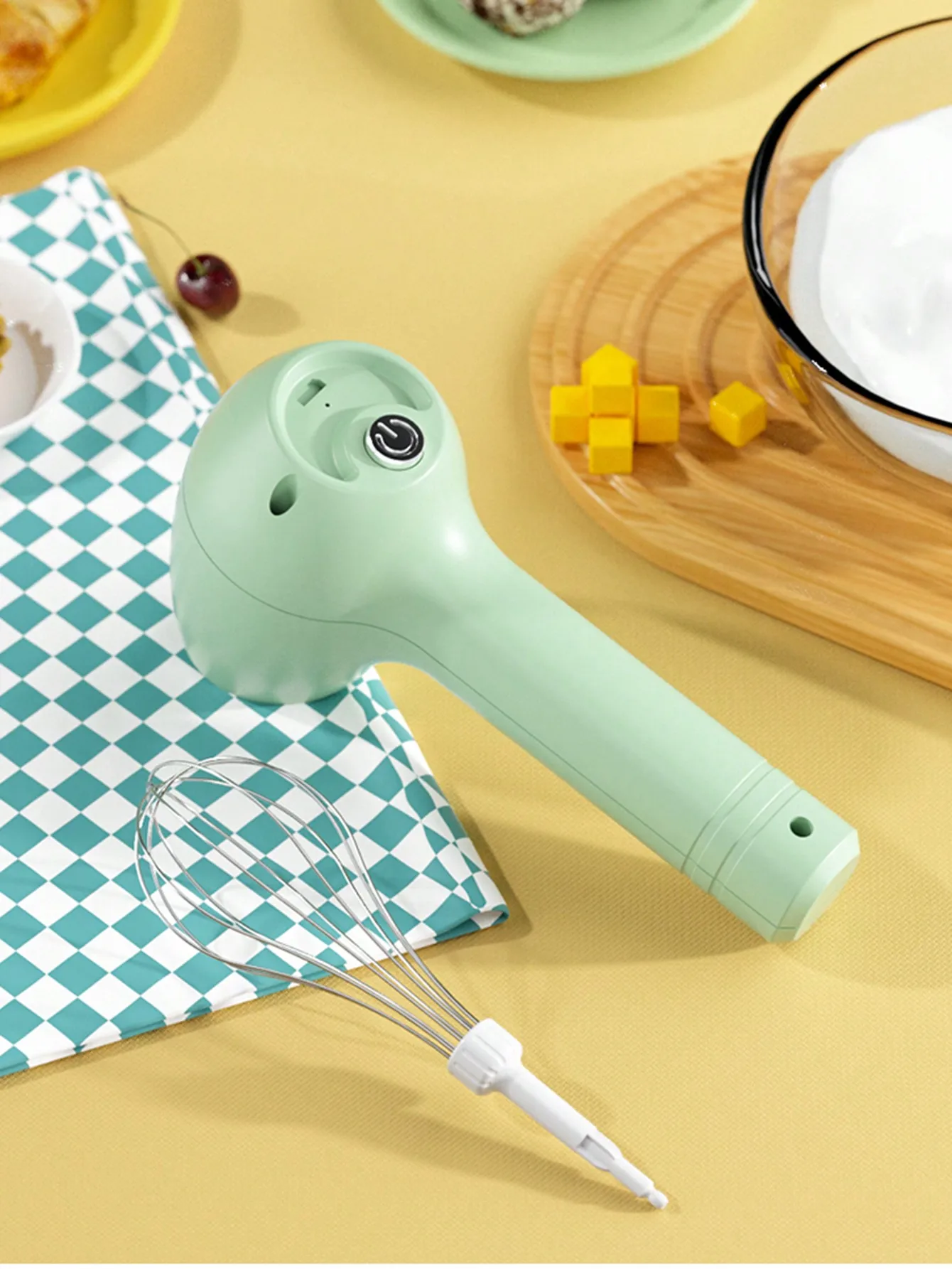 Robot da cucina da 1 pezzo, ricaricabile con 2 fruste, supporto batteria da 800 mAh, cavo di ricarica USB, adatto per battere le uova, frappè, C