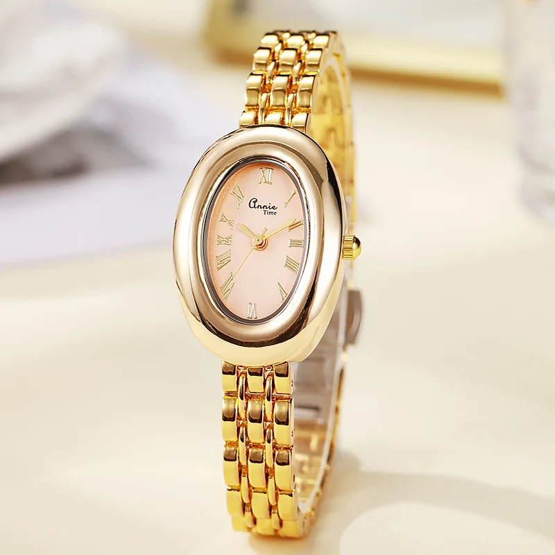 موضة العلامة التجارية امرأة فتاة البيضاوي نمط ساعة كوارتز فاخرة المعادن سوار فولاذي ساعات المعصم Montre فام Relógio Feminino دروبشيبينغ #3