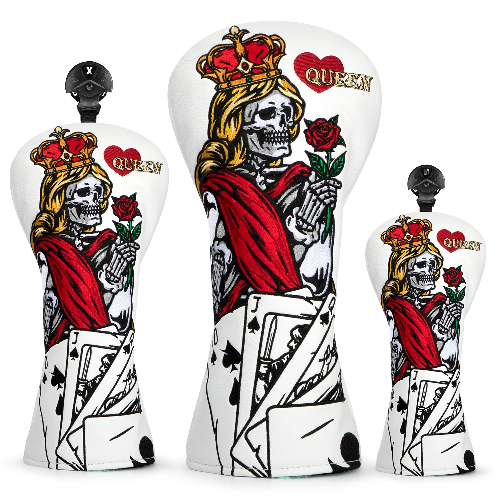 Queen Premium Leather High Quality Golf Head Cover ElegantEmbroidery Golf Club Driver Fariway Wood Covers Hybrid Head Cover3 Woo