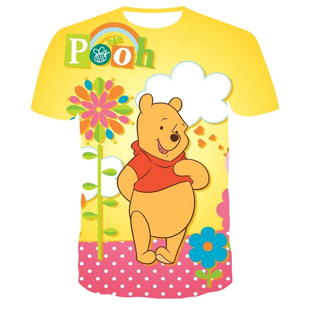 Disney Boys Girl T-shirts Winnie Pooh Men's T-shirts 3D Print Piglet Short Sleeve Tigger Men's T-shirts Oversized Men's Clothing