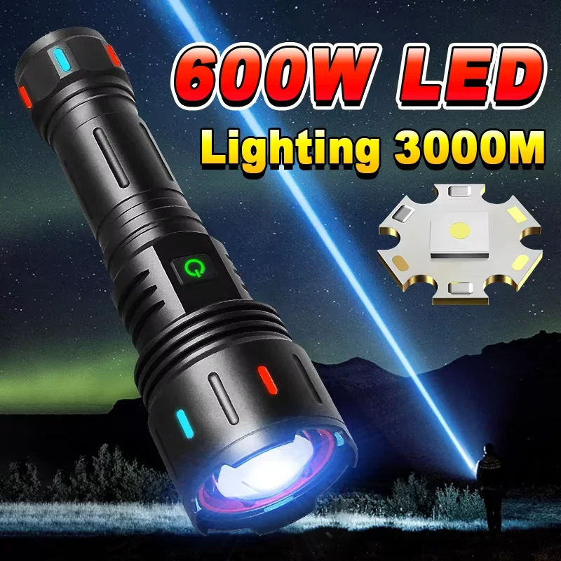 

2025 Powerful Tactical Led Flashlight Type C Rechargeable Camping Long Shot Hunting Lantern Waterproof Hand Lamp