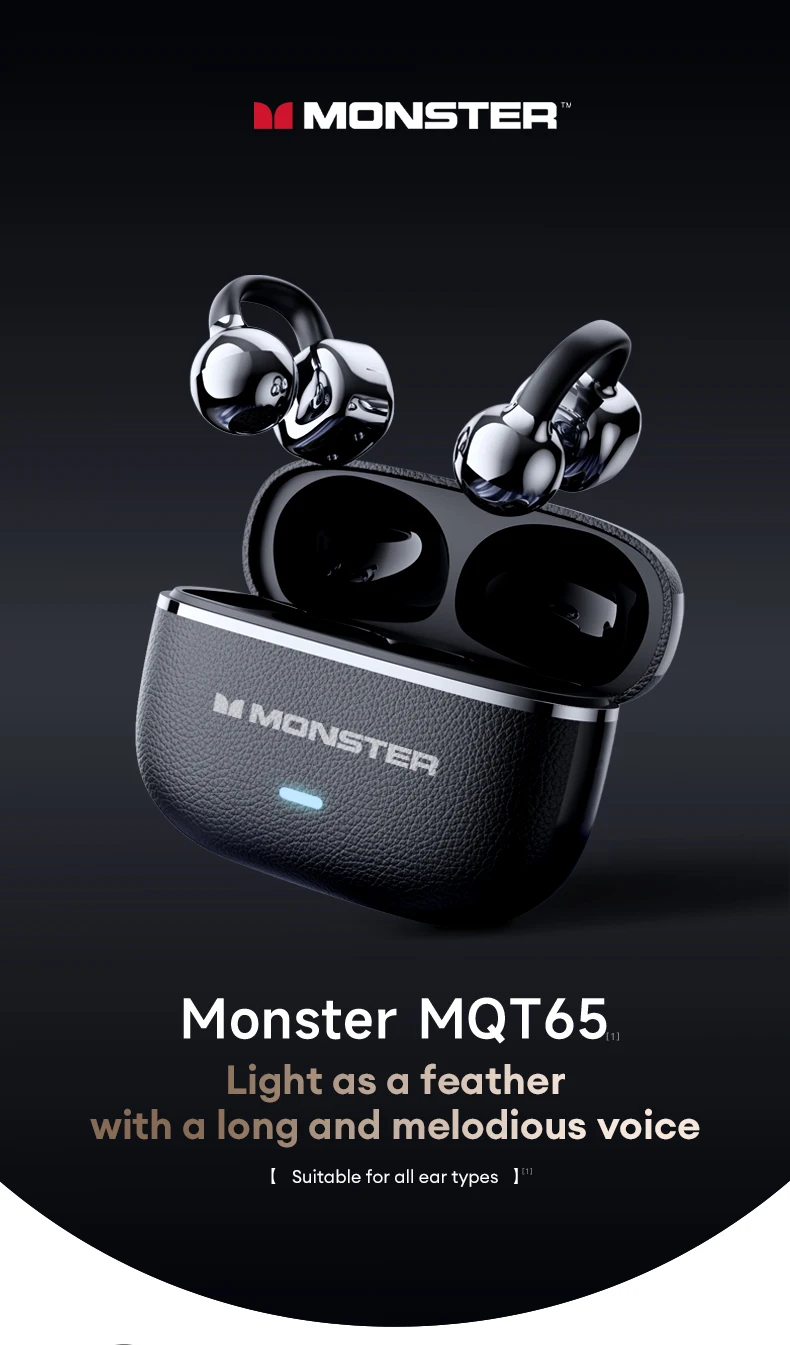Choice Monster MQT65 OWS Bluetooth 6.0 Earphones Low Latency Earclip Bluetooth Headphones HD Call HiFi Music Game Sport Earbuds