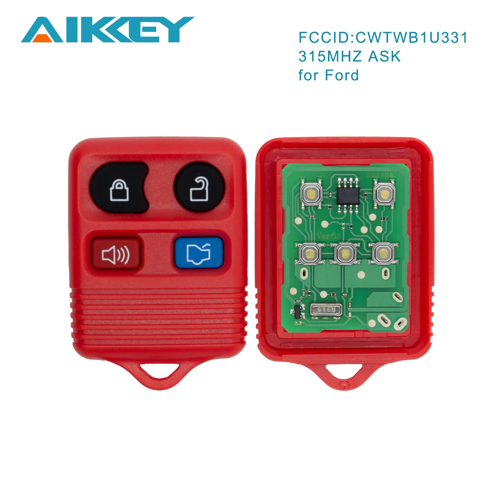 Red Car Remote Key CWTWB1U331 315 ASK Keyless 4 Buttons with Circuit Board for Ford Explorer Lincoln Mark Mercury B-Series