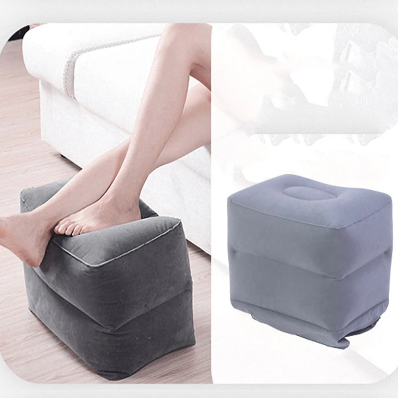 PVC Inflatable Travel Pillow Foot Rest Pillow Stool  Kids Airplane Bed Car Bus Adjustable Three Layers Height Adult Flight Foot