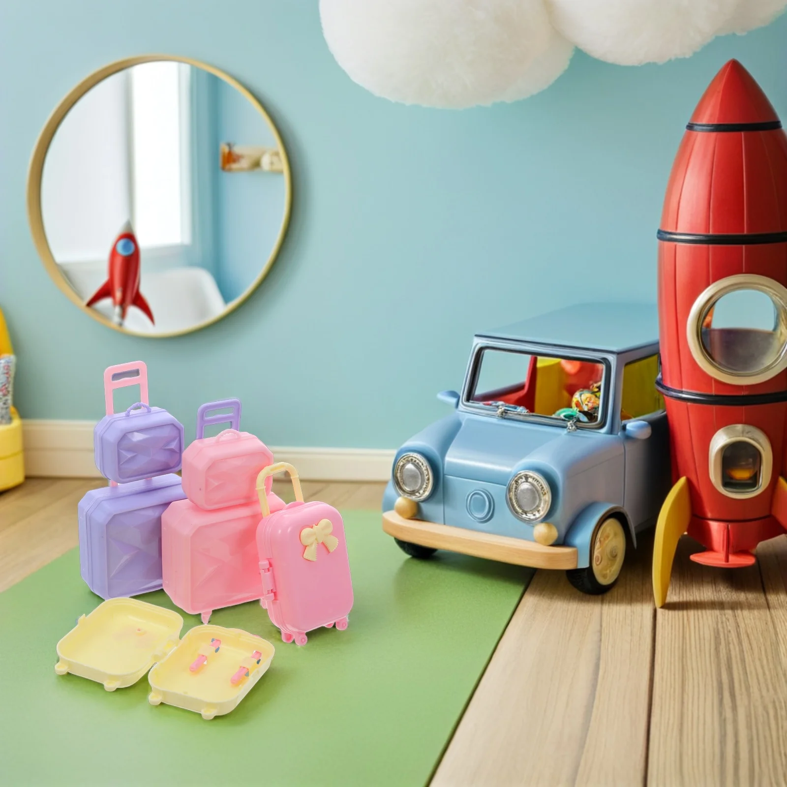 

4Pcs Miniature Luggage for 30cm House Decor Stylish Vibrant Color Realistic Design Lightweight Portable Easy to Clean