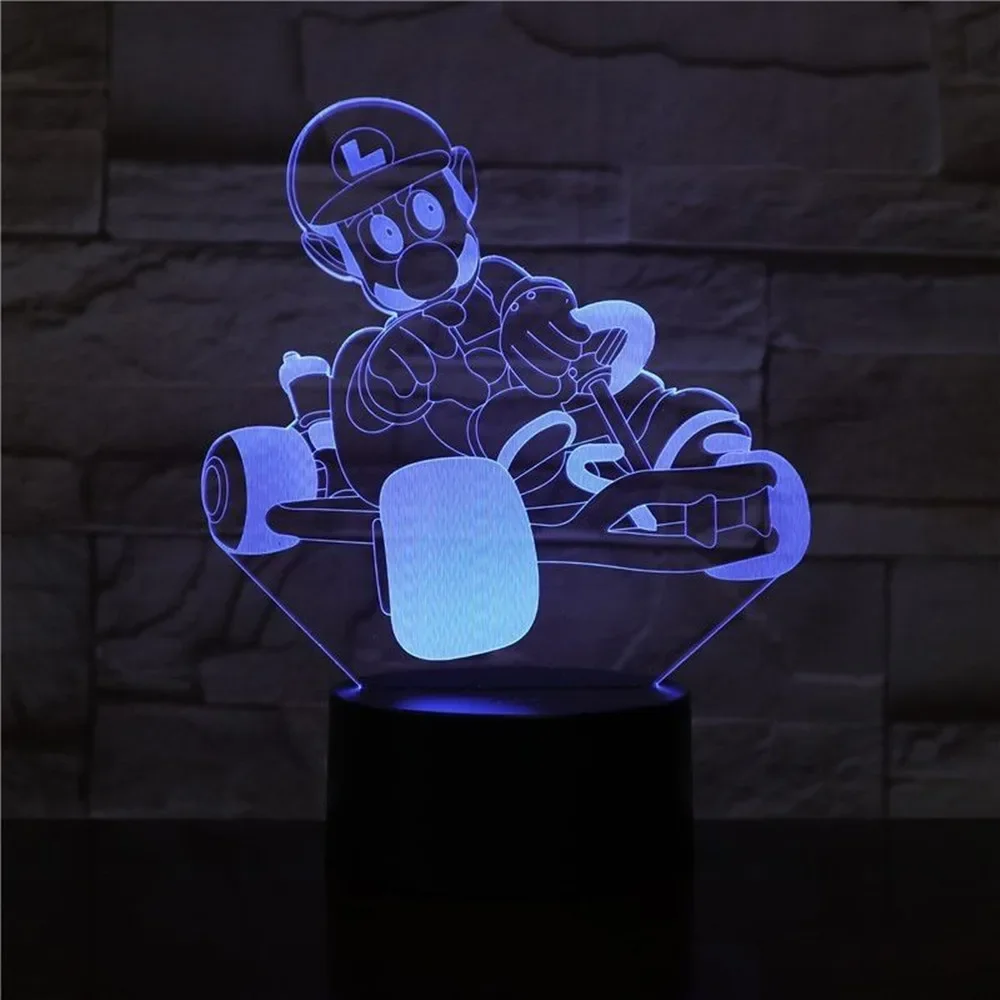 2025 سوبر ماريو براذرز سباق ضوء الليل ثلاثية الأبعاد الإضاءة ضوء 16 لون اللمس قابل للتعديل USB شحن ديكور هدية الكريسماس