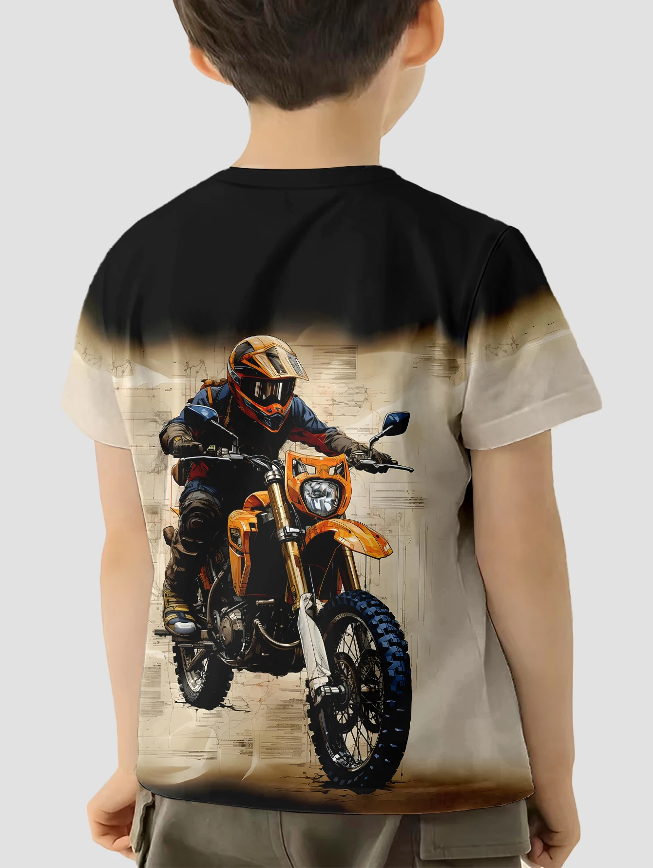 Motorcycle Enthusiast Children\'s Boy\'s Clothing Child T-shirt Clothes for Boy T-shirts for Boys 2024 Kids Clothes Short Sleeve