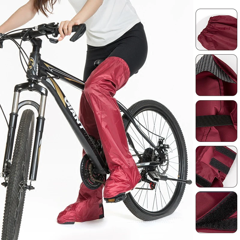 PVC Waterproof Knee Length Rain Pants Leg Cover Men Women Outdoor Hiking Camping Riding Waterproof Wading Pants Shoes Covers