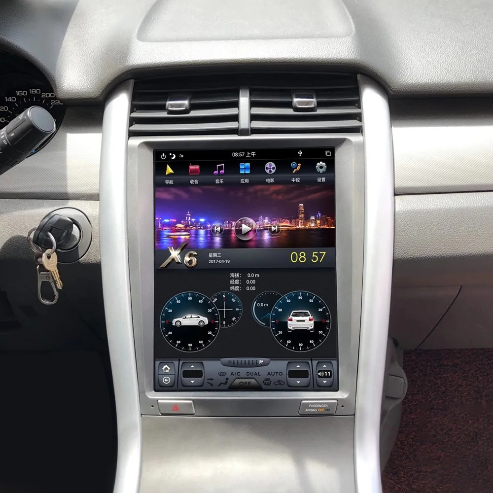 12.1 Polegada carplay 4g sim android para ford edge 2007-2014 tesla rádio carro unidade principal de navegação gps multimídia player rádio estéreo