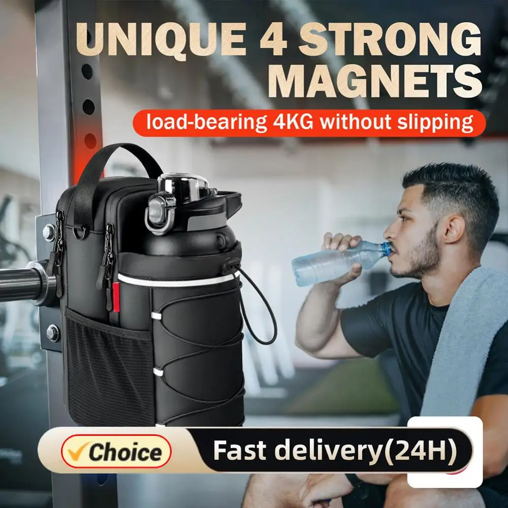 2025 جديد زجاجة ماء مغناطيسية كيس مزموم حامل أكواب الماء محدد الصالة الرياضية مع مغناطيس قوي لحقيبة حامل أكواب الرياضة في الهواء الطلق