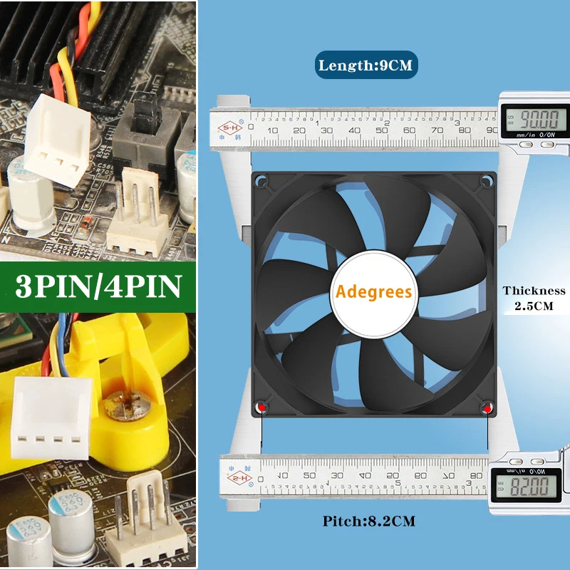 CPU Cooling Fan 3PIN/4PIN PWM PC Quiet DC 12V 90mm CPU Cooler Replacement Fan