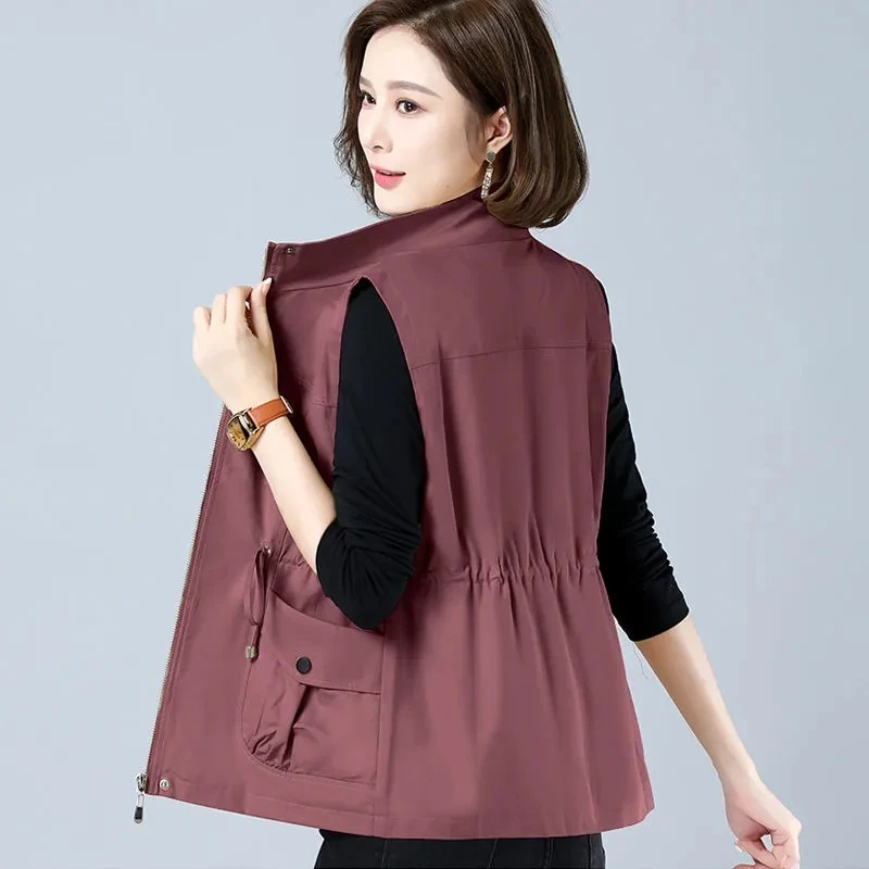 [Lined Cloth] Sleeveless Vest Coat Women's Spring Autumn 2024 New Female Slim Fashion Waistcoat Tops Solid Casual Short Jacket