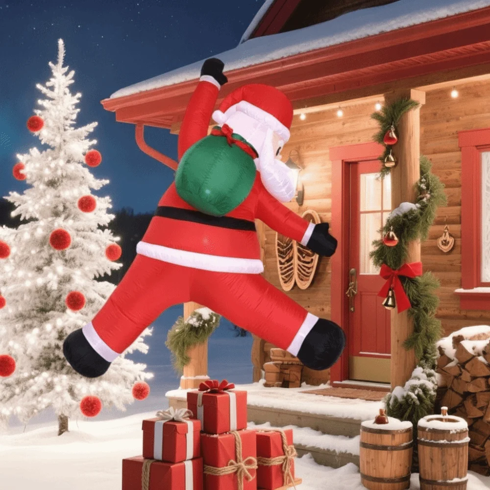 Party Decor Oxford Christmas Inflatable Dolls LED Light DIY Inflatable Model Lighted Dolls Beam Roof Tree