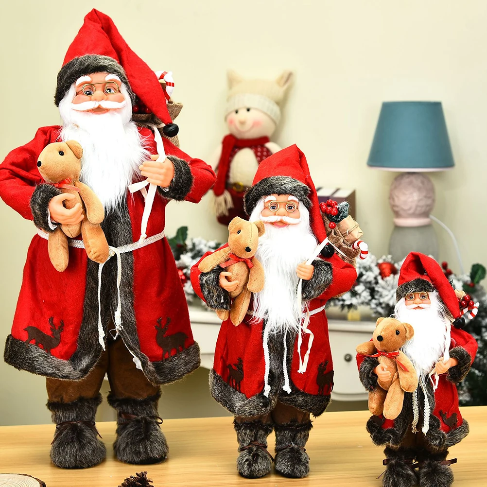 

Santa Claus nament Christmas Decor Showcase Party Decorations Festive Plastic Polyester Home Office Garden Mini Figurines