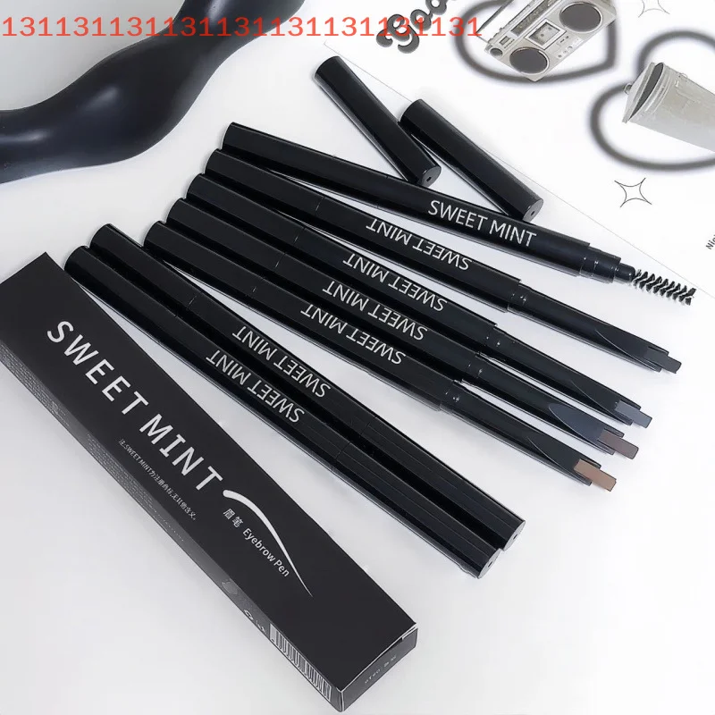 Lápis de sobrancelha 2 em 1 de aparência natural, lápis de sobrancelha de ponta dupla, de longa duração, à prova d'água, à prova de suor, maquiagem cosmética para iniciantes