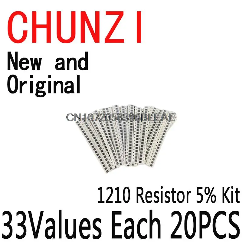 33ValuesX 20PCS=660PCS SMD Resistor Kit DIY KIT 1210 5% 1Ohm-1M Ohm