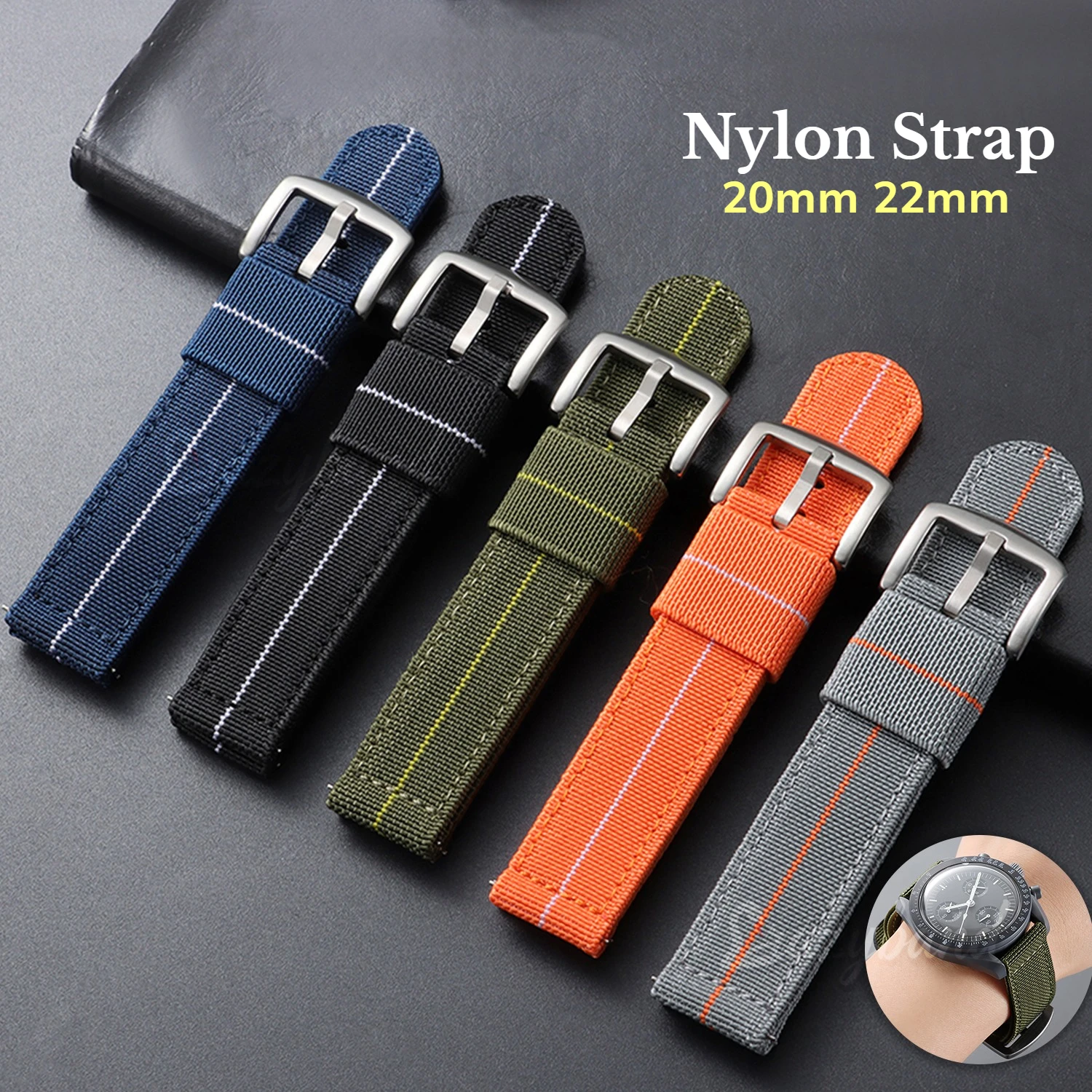 20mm 22mm Nylon-Gewebe-Uhrenarmbänder für Seiko für Omega Schnellverschluss Elastisches Canvas Universalband Militär-Ersatzarmband