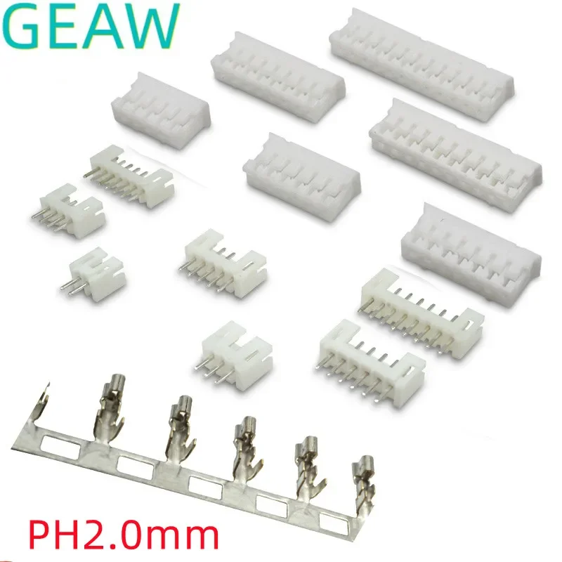 100Pcs JST PH 2.0mm 2/3/4/5/6/7/8/9/10/11/12 Pin Terminal Straight Pin + Plastic Shell Housing PH 2.0 2.0MM Connector Reed