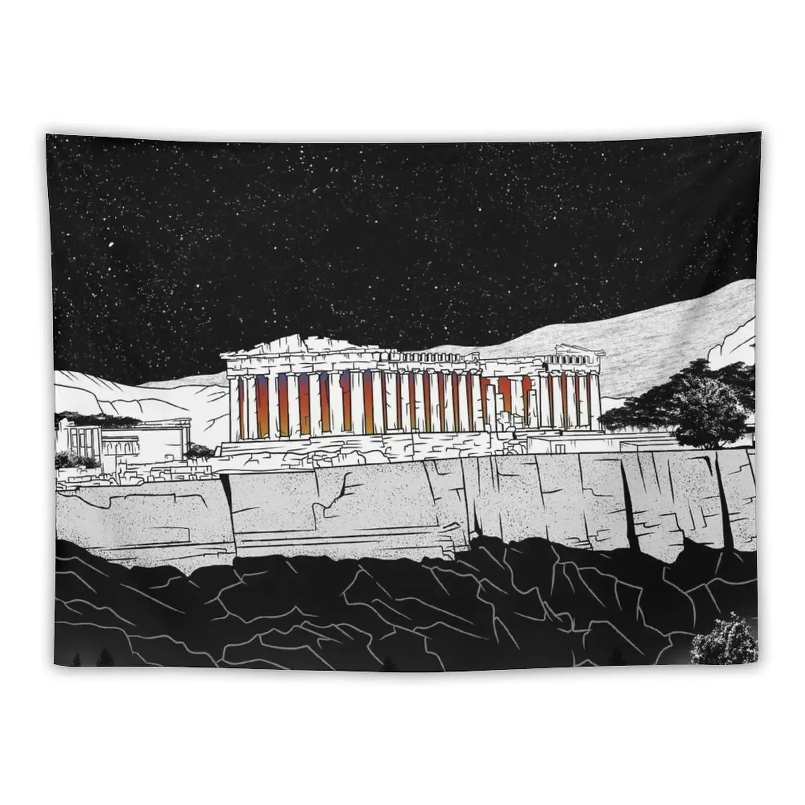 Parthenon Night Tapestry Art Mural Bathroom Decor For Bedroom Aesthetic Room Decor Tapestry