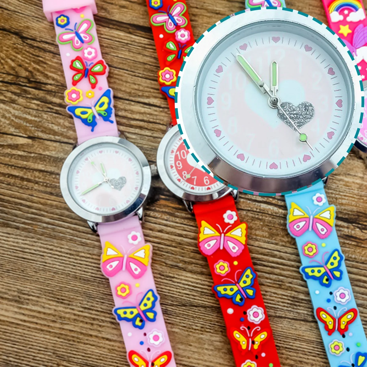 قطعة واحدة من ساعة اليد كوارتز مريحة على شكل فراشة وردية اللون للاستخدام اليومي #3