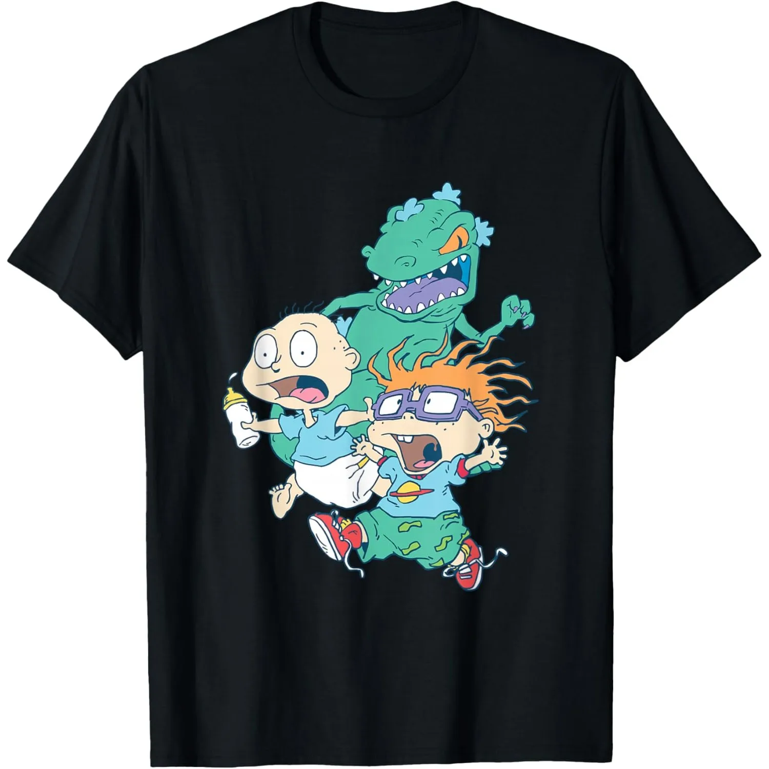 Camiseta gráfica Rugrats Tommy Chuckie Reptar de algodón transpirable de manga corta para hombre
