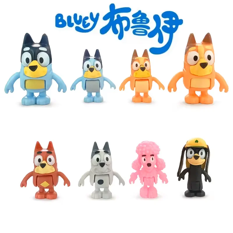 Set de 8 Figuras de Anime Bluey Bingo, Snickers Coco, PVC, Articulaciones Móviles, Muñecos de Acción, Juguetes para Niños, Decoración de Cumpleaños, Regalo