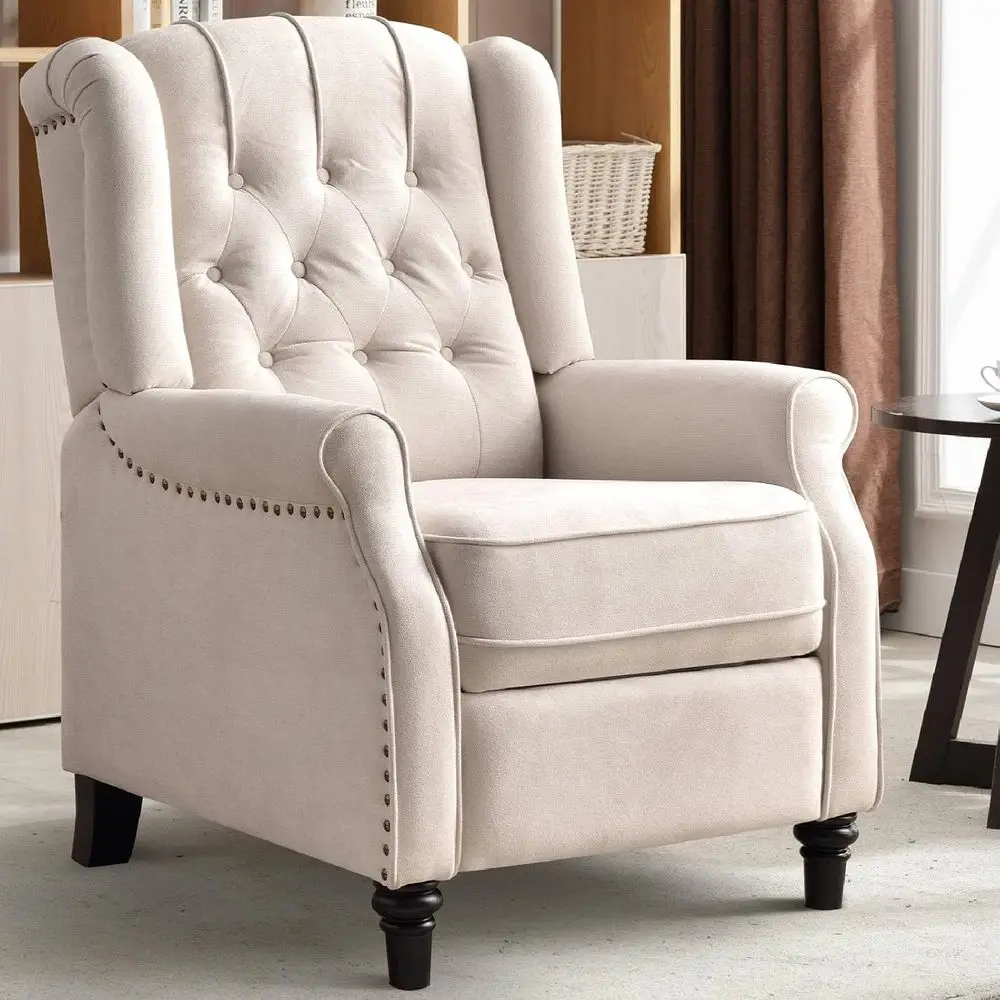 Push Back Recliner Chair,Accent Chair,Century Wingback Recliner, abric Push Back Recliner Chair Single Armchair Soa with Rivet D