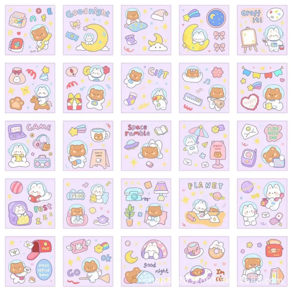 25Pcs Cute Stickers Set Kids Girls DIY Laptop Phone Diary Cute Cartoon Decorative Sticker DIY Graffiti Decals Anime Stickers