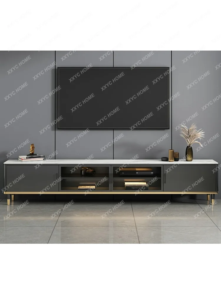 Affordable Luxury Style Stone Plate TV Cabinet Modern Minimalist Small Apartment Bedroom Marble TV Stand