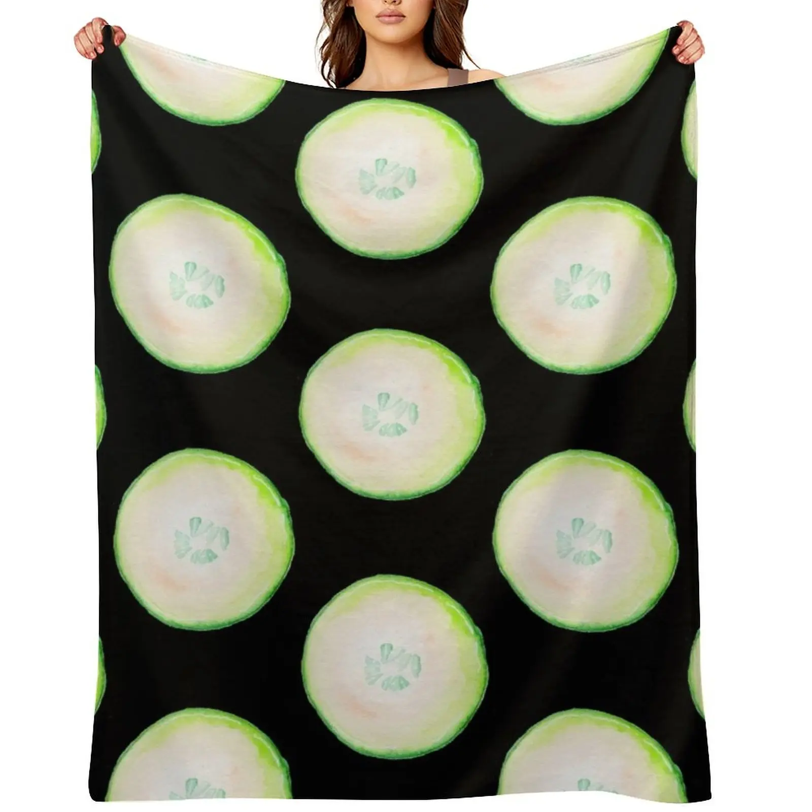

Watercolor Cucumber Throw Blanket Plaid Comforter halloween Travel Blankets