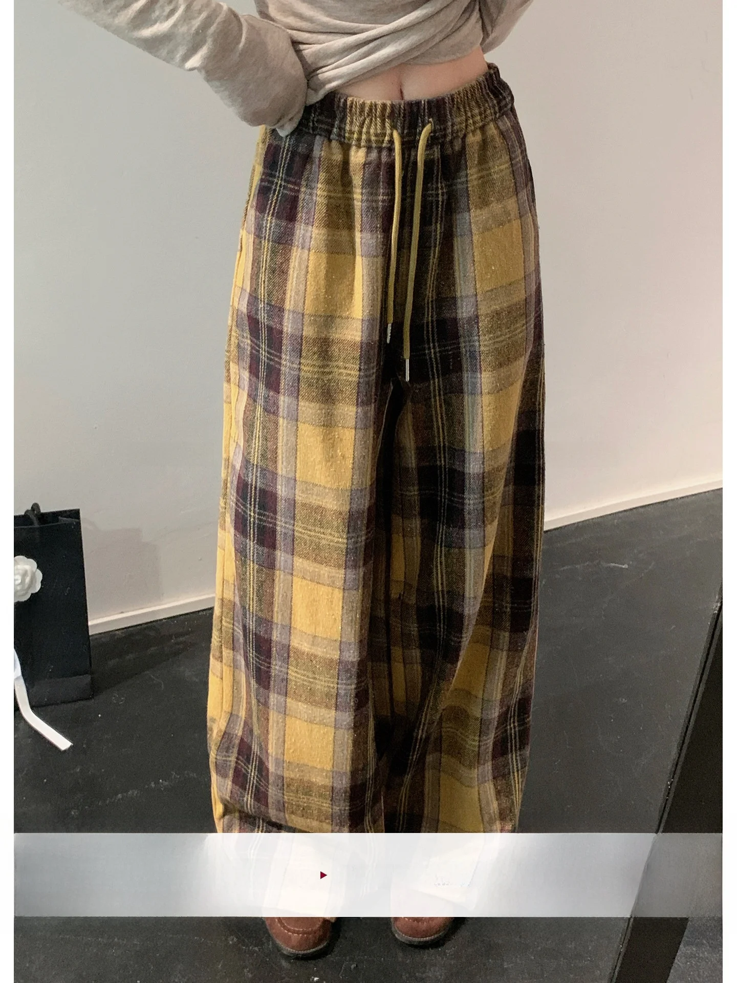 

Классические брюки LILI Miss Li Li с высокой талией, свободного прямого кроя, в клетку, повседневные, мягкие, удобные, с широкими штанинами, для ежедневной носки