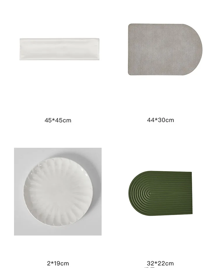 Nordic Model Room Western Tableware Matching Set Avocado Green Table Setting Table Placemat Plate Corrugated Wooden Pallet Mat view 6