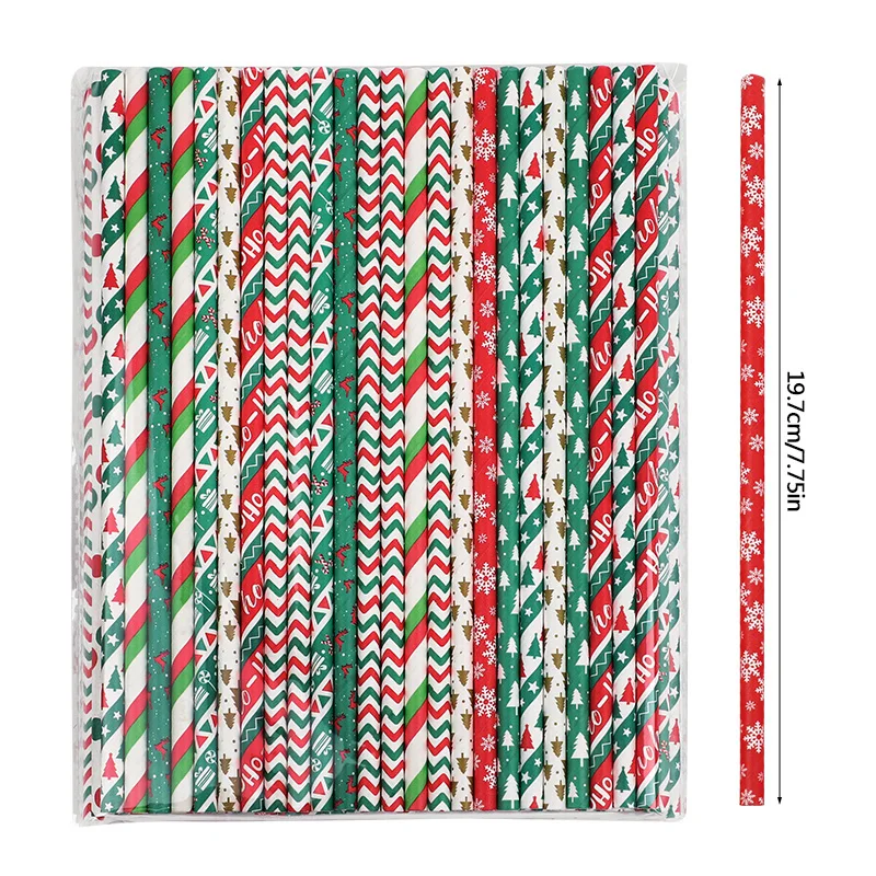 100/50 قطعة عيد الميلاد ورق للاستعمال مرة واحدة القش عيد الميلاد عصير القهوة شرب القش حفلة عيد الميلاد الديكور للمنزل 2026 السنة الجديدة #6