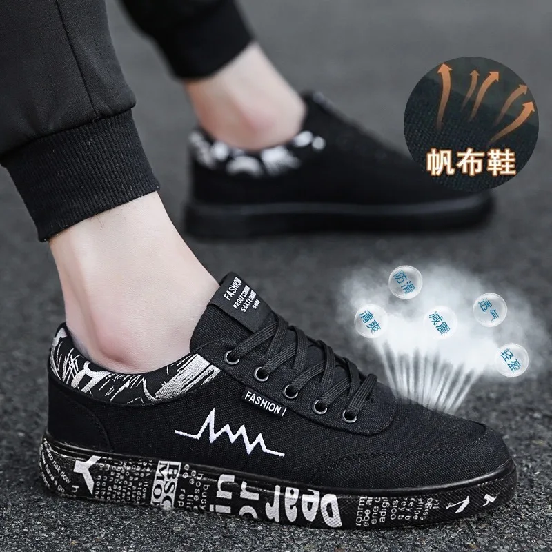 Graffiti Canvas Shoes Men Breathable Flat CasualShoes 2024 Outdoor Comfortable Walking SneakersNew Student Shoe Chaussure Homme