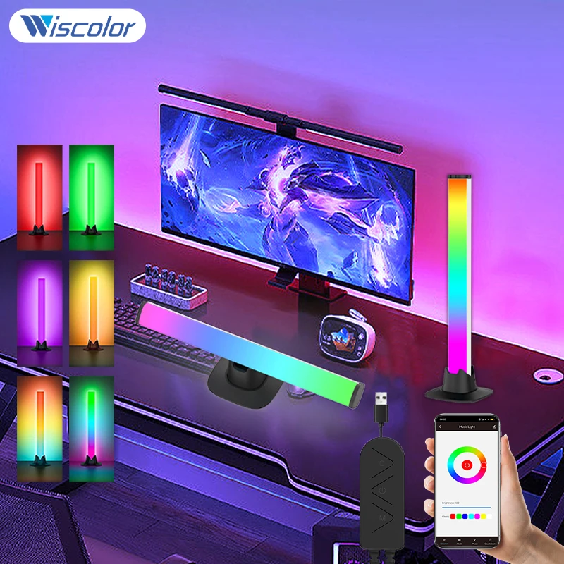 wiscolor barra de luz led rgbic wifi da tuya lampada de atmosfera de ritmo musical para pc area de trabalho decoracao de quarto funciona com alexa google assistant 01