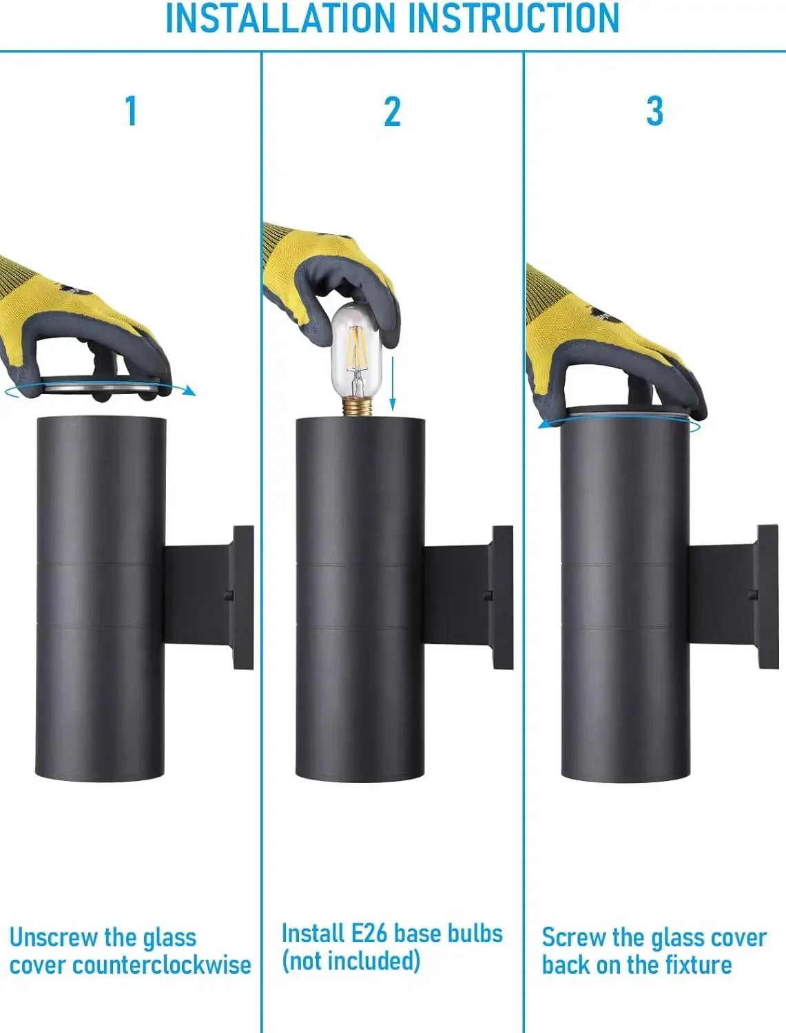 

2 Pack Black Waterproof Outdoor Cylinder Wall Lights Porch up down Sconce Aluminum E27 Base Exterior Lighting