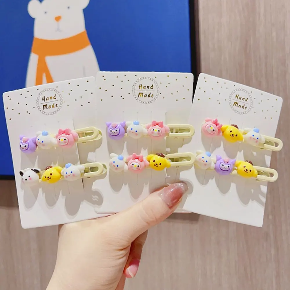 1Pair Cartoon Sanrio Grip Clip Duckbill Clip Hairpin For Girl Headwear Cartoon Hello Kitty Kuromi Pochacco Shark Clip