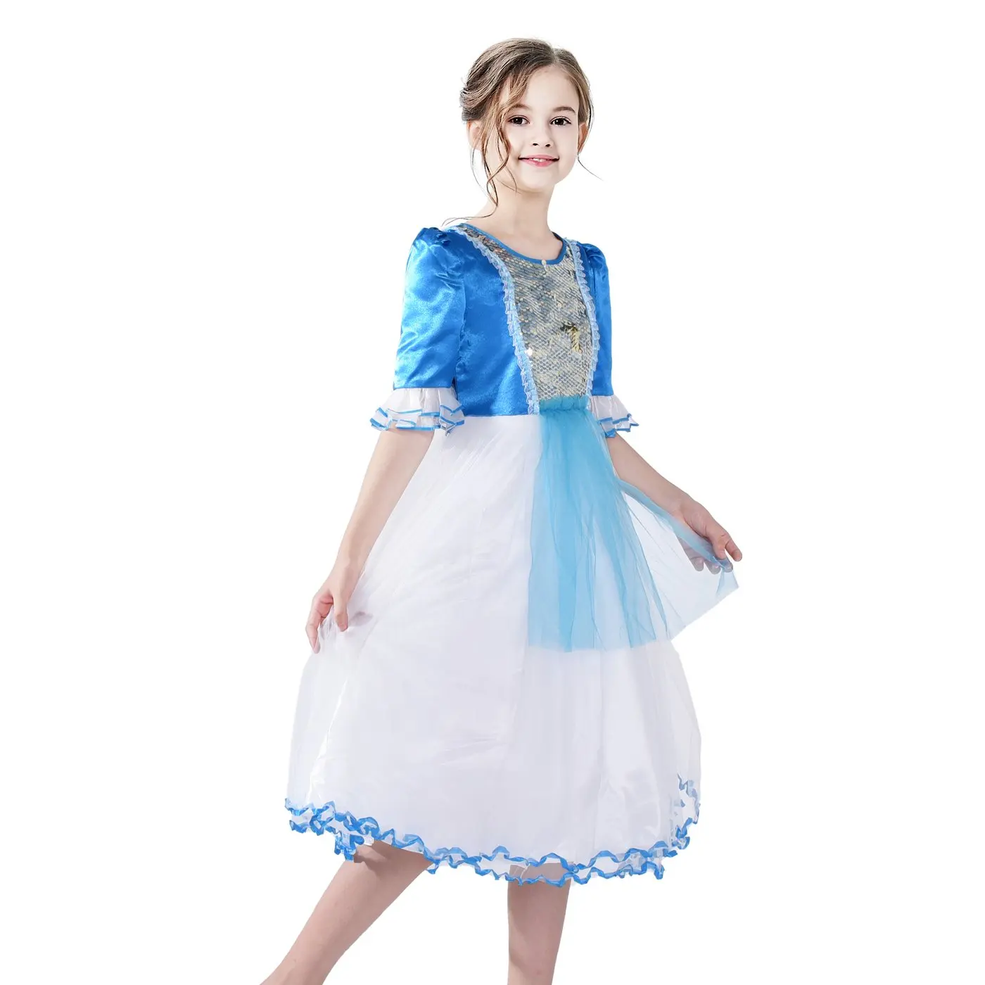 Girls Dress Snow White Princess Cartoon Mermaid Party Costume Ball view 2