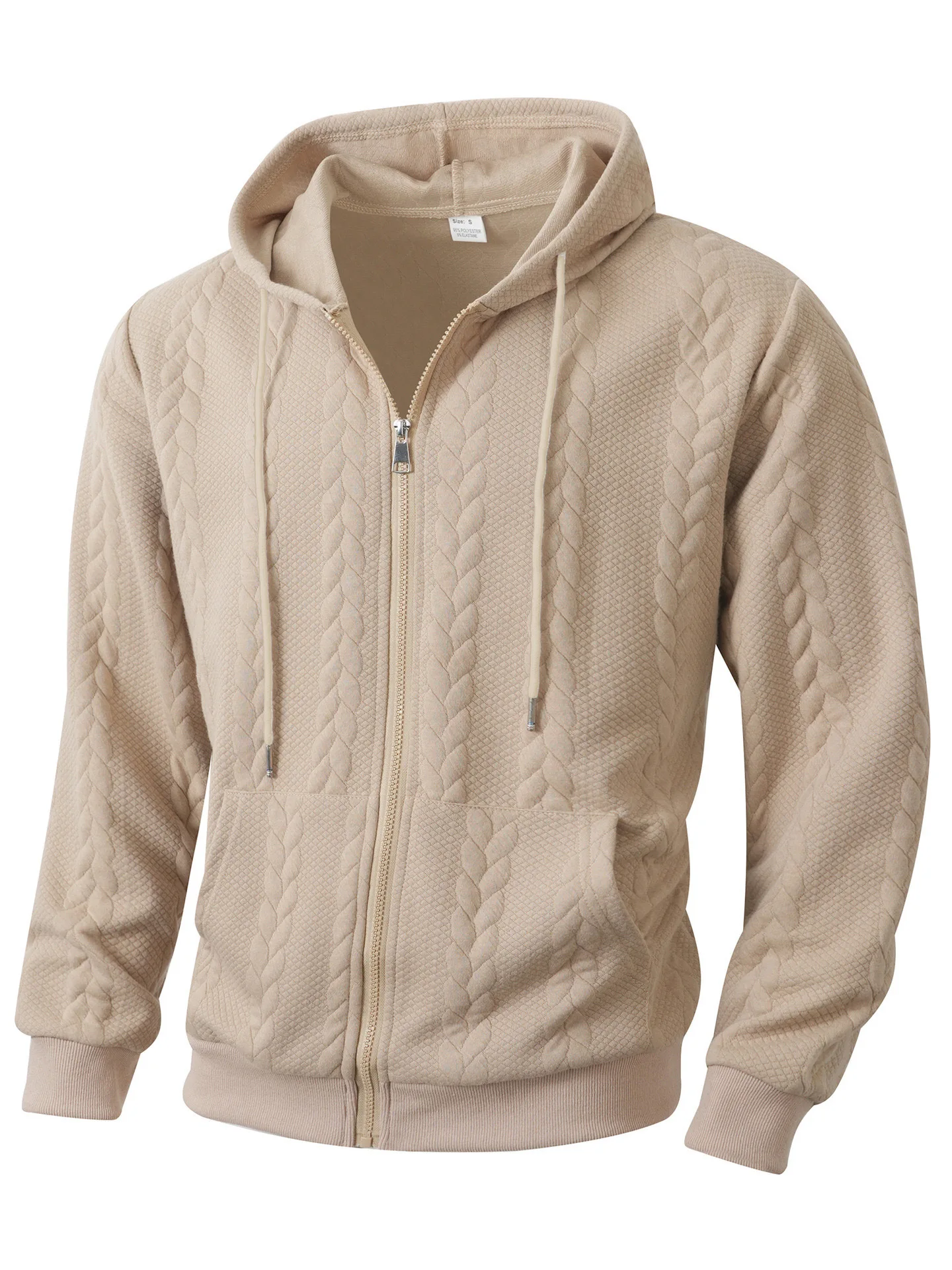 New Autumn Winter Long Sleeve Zipper Hoodie Mens Sweat Shirt Fashion Jacquard Knitted Sportswear Men'S Outdoor Hooded Sweatshirt
